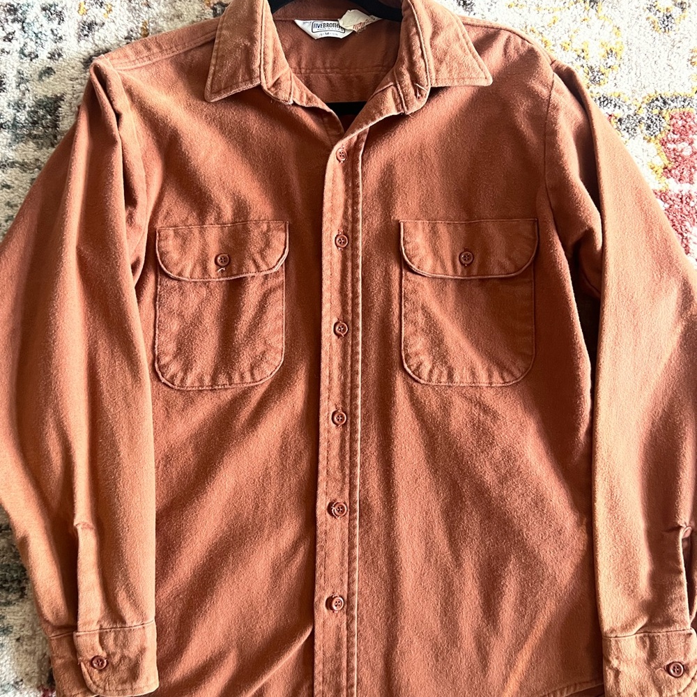 Rust Button-Up Chamois flannel Work-shirt Five Brothers Vintage Med